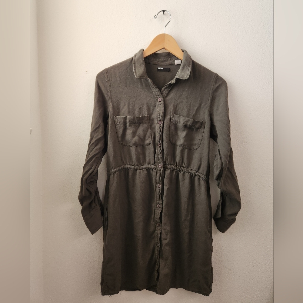 BDG Urban Outfitters Shirt Dress Women's Olive‎ Green Knee Length Medium